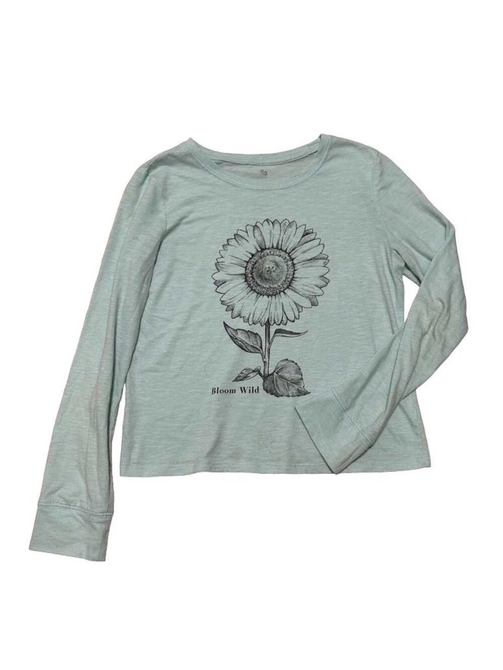 So Brand favorite and boxy tee blue long sleeve flower graphic Girls L 1384